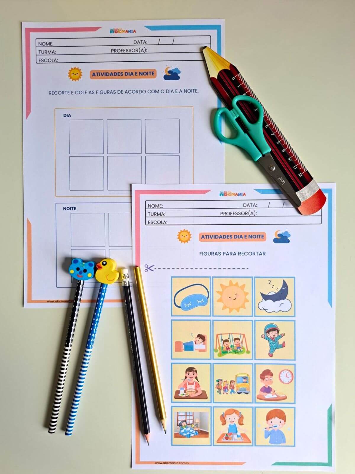 Atividades Dia e Noite para Educação Infantil Atividade Dia e Noite com Colagem Criativa