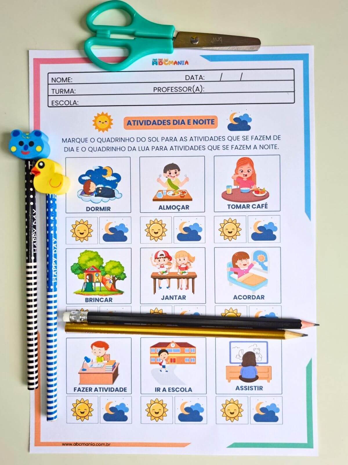 Atividades Dia e Noite para Educação Infantil Atividades Dia e Noite - Atividade de Diferenciar Dia e Noite