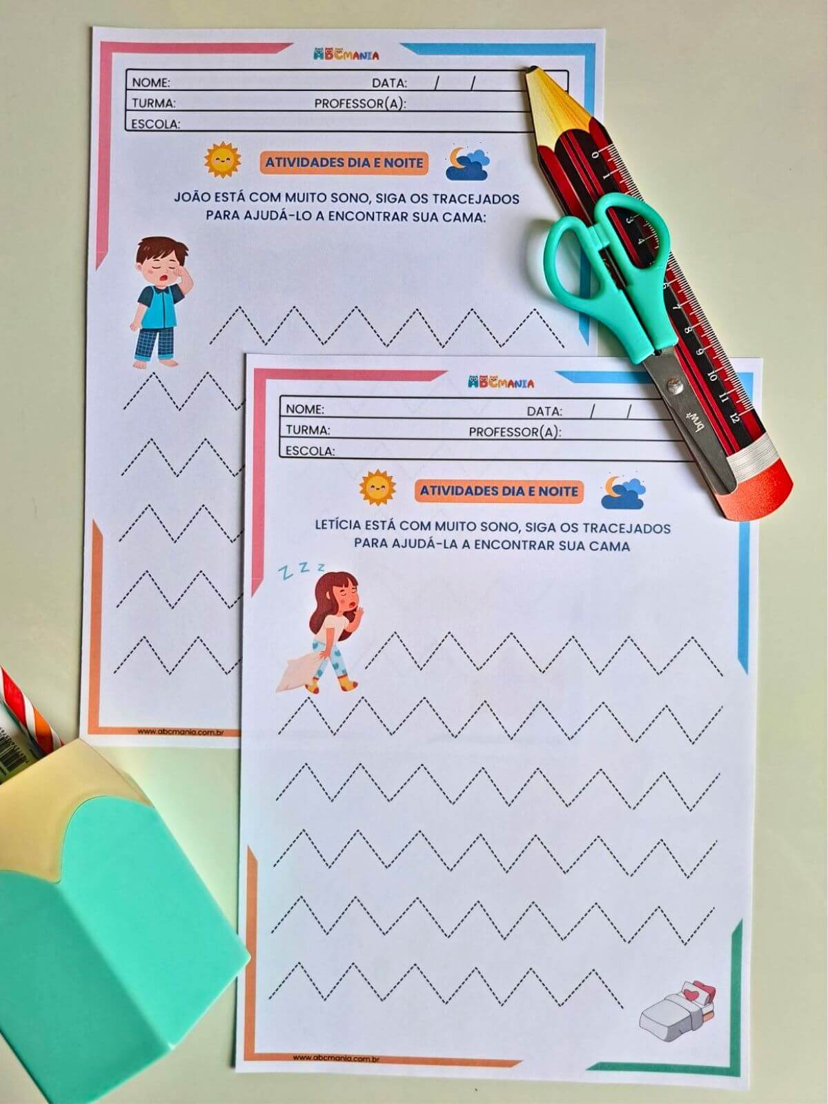 Atividades Dia e Noite para Educação Infantil Atividades Dia e Noite - Atividades de Tracejado