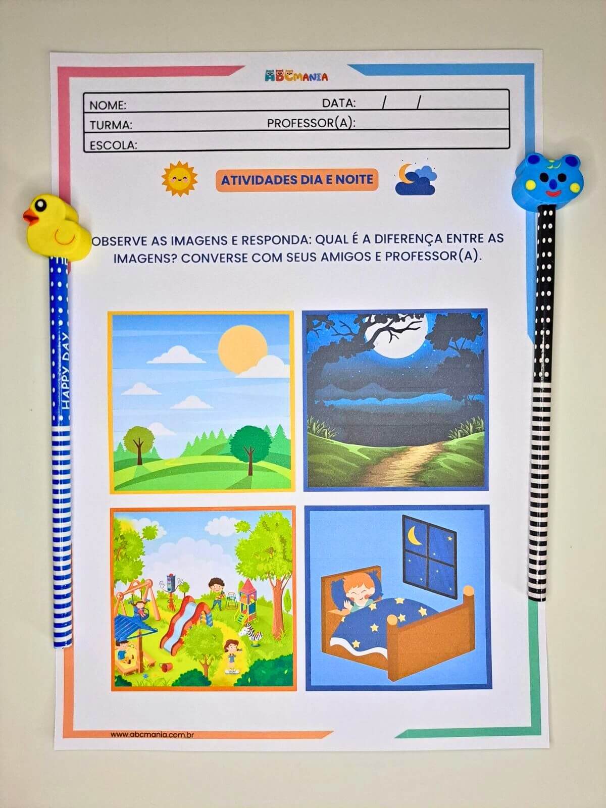 Atividades Dia e Noite para Educação Infantil Atividades Dia e Noite - Reconhecimento Visual