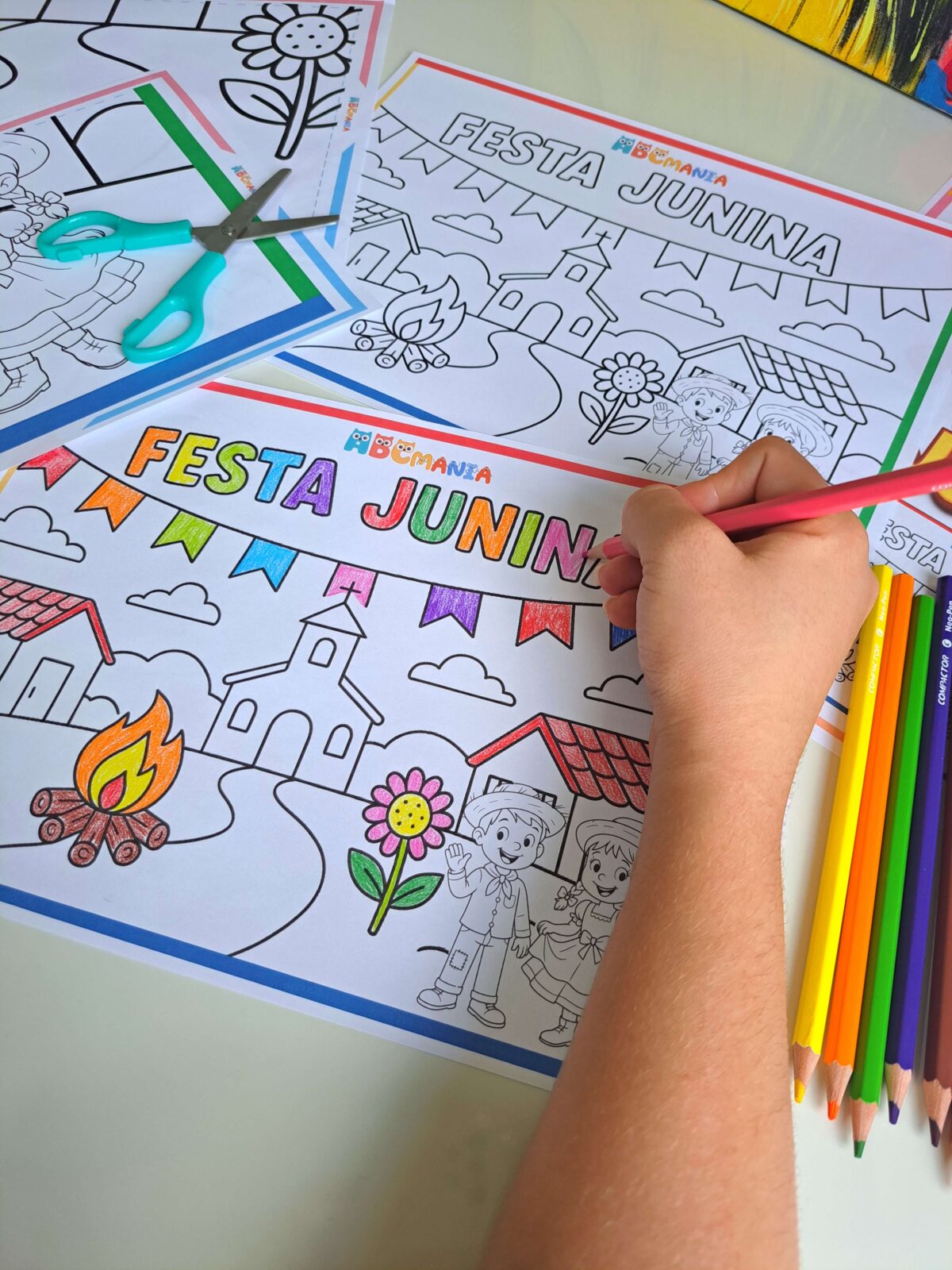 Painel de Festa Junina para Colorir Painel de Festa Junina para Colorir