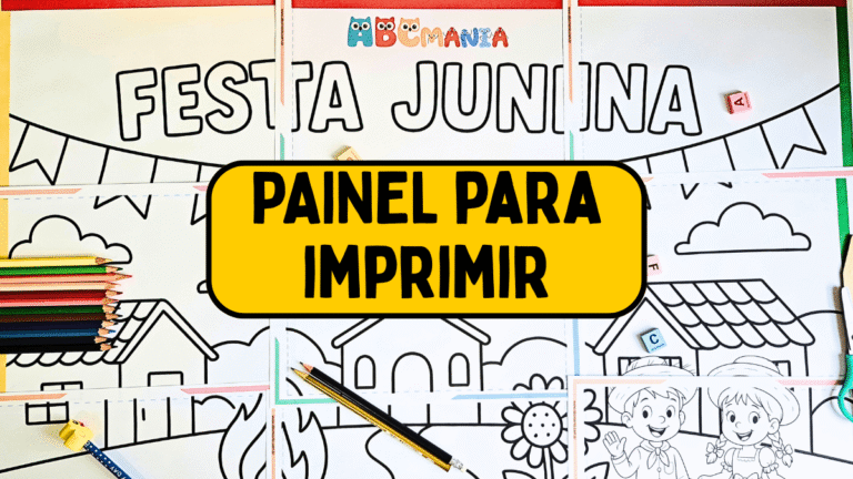 Painel de Festa Junina para Colorir