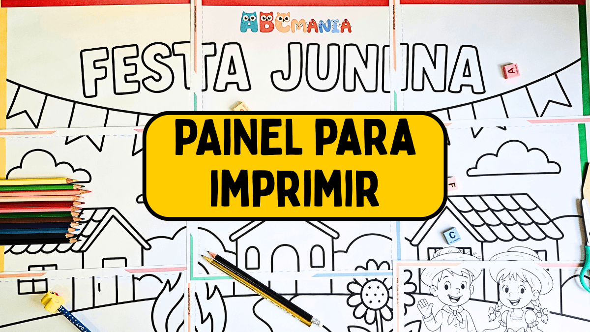 Painel de Festa Junina para Colorir