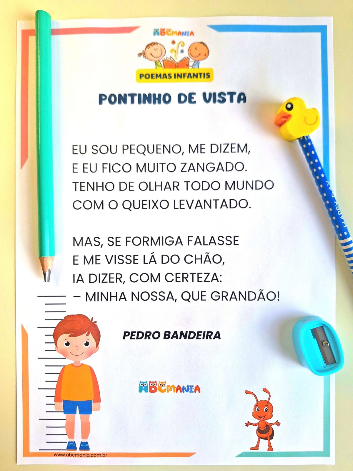 Poemas Infantis para Imprimir Poemas Infantis - Pontinho de Vista Pedro Bandeira