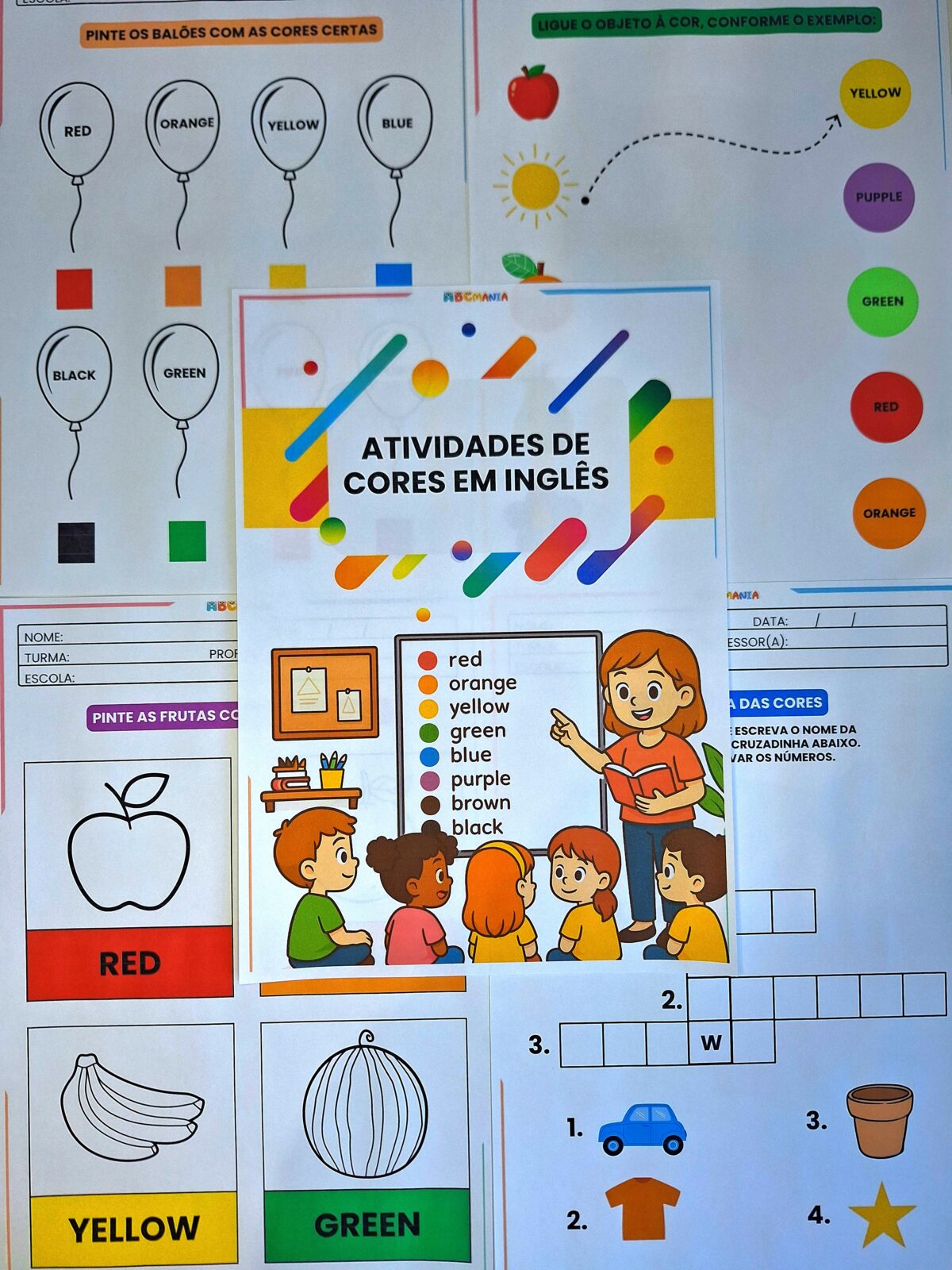 12 Atividades das Cores em Inglês para Imprimir Atividades das Cores em Inglês com Pdf