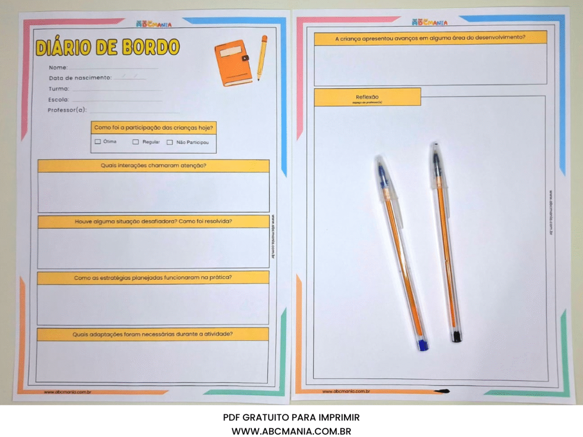 Diário de Bordo para Educação Infantil Diário de Bordo para Educação Infantil com Modelos para Imprimir